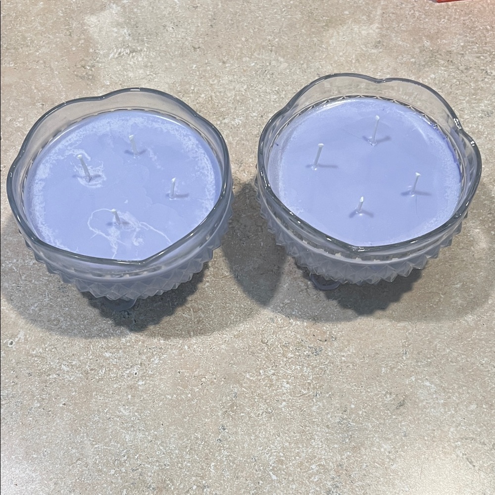 Elegant Lavender Glass Candle Set